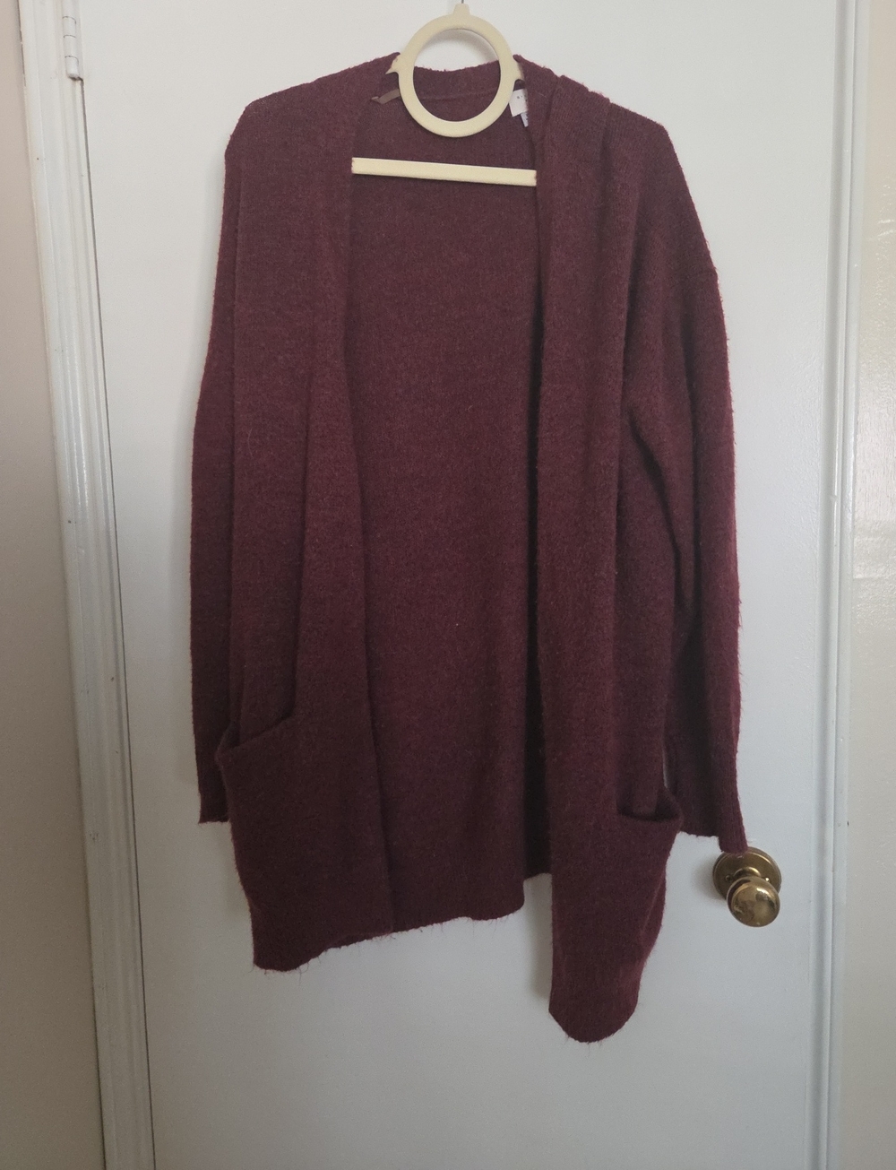 a new day Maroon Open-Front Cardigan